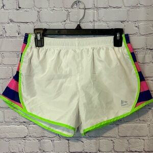 RBX White and Green Athletic Shorts Moisture-Wicking Design